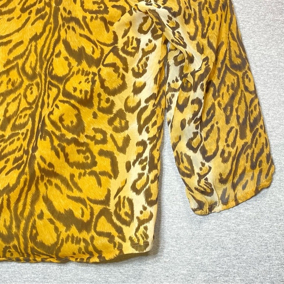 Avenue Blouse Womens 18/20 (2X) Leopard Print Long Sleeve Semi Sheer Silk Career - Picture 11 of 16